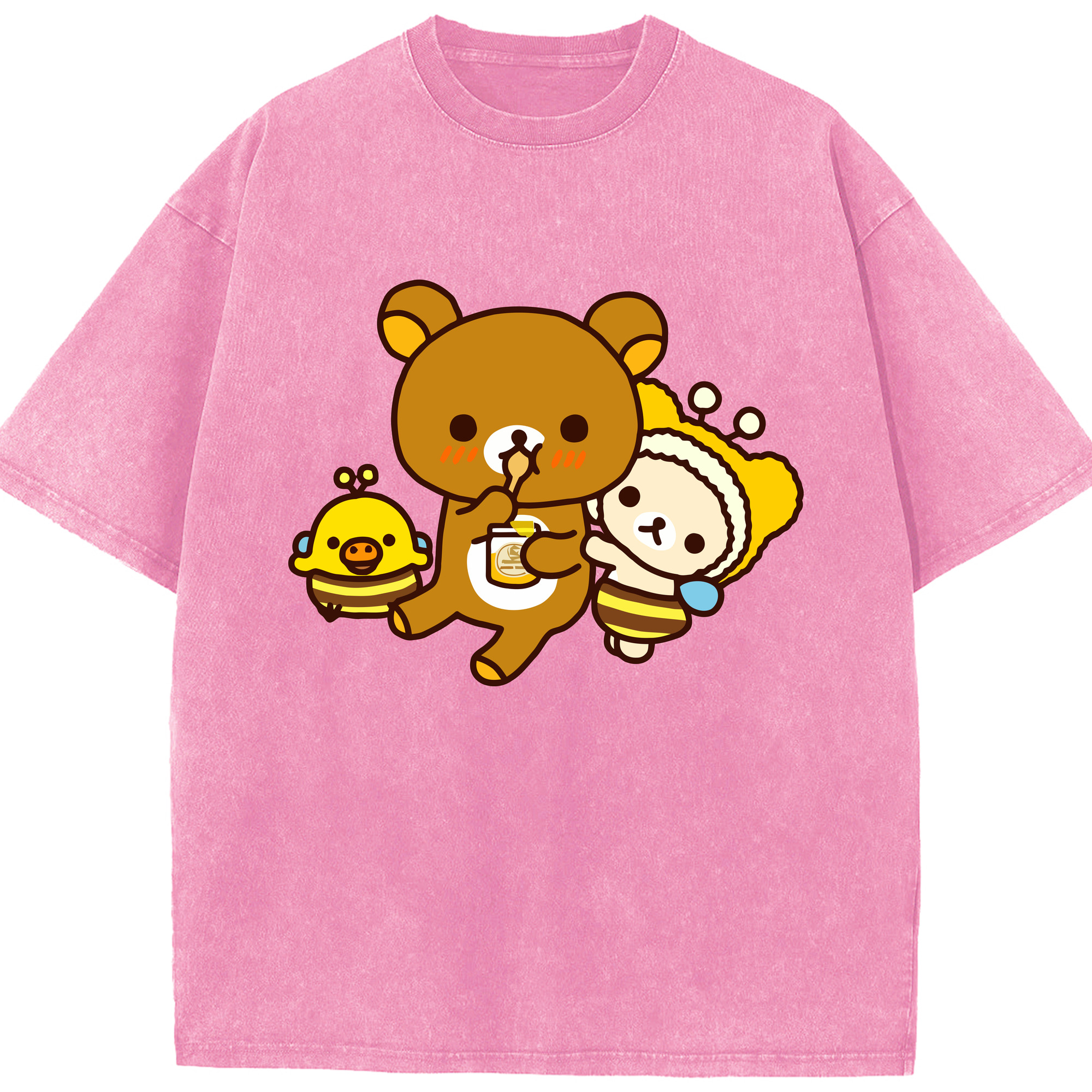 （画像用） リラックマ リラックマ キイロイトリ Rilakkuma Korilakkuma Kiiroitori 綿100% ヴィンテージ風 半袖Tシャツ（フロントプリント）